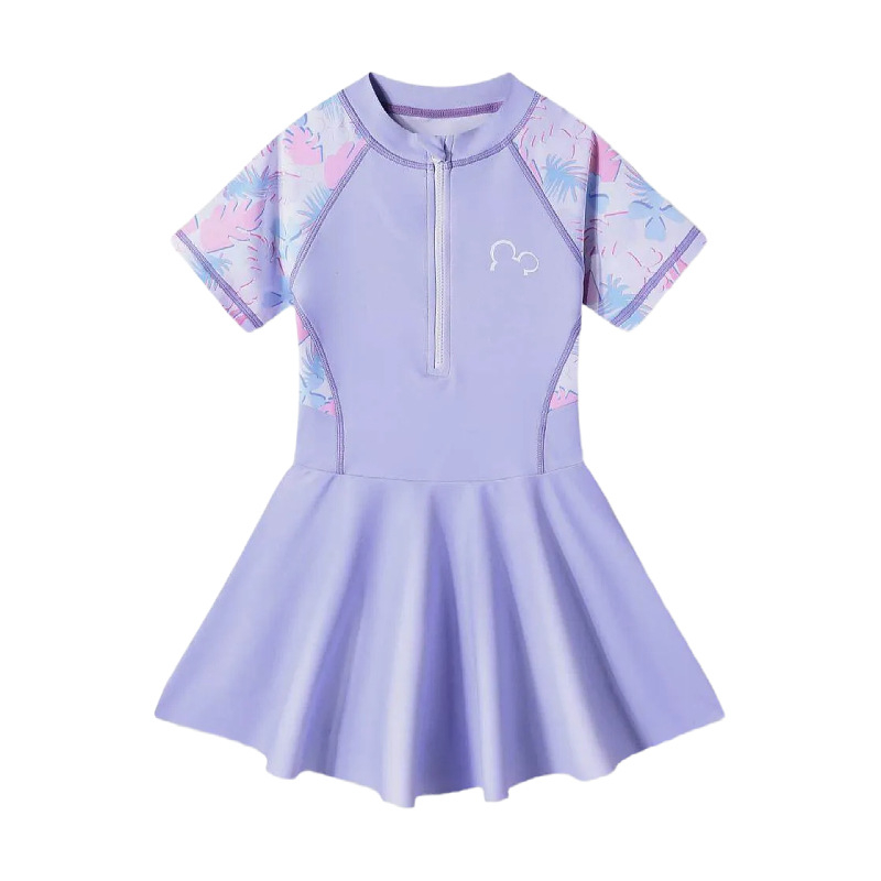 Costum de baie pentru fete, dintr-o singură piesă, uscare rapidă și protecție UV.