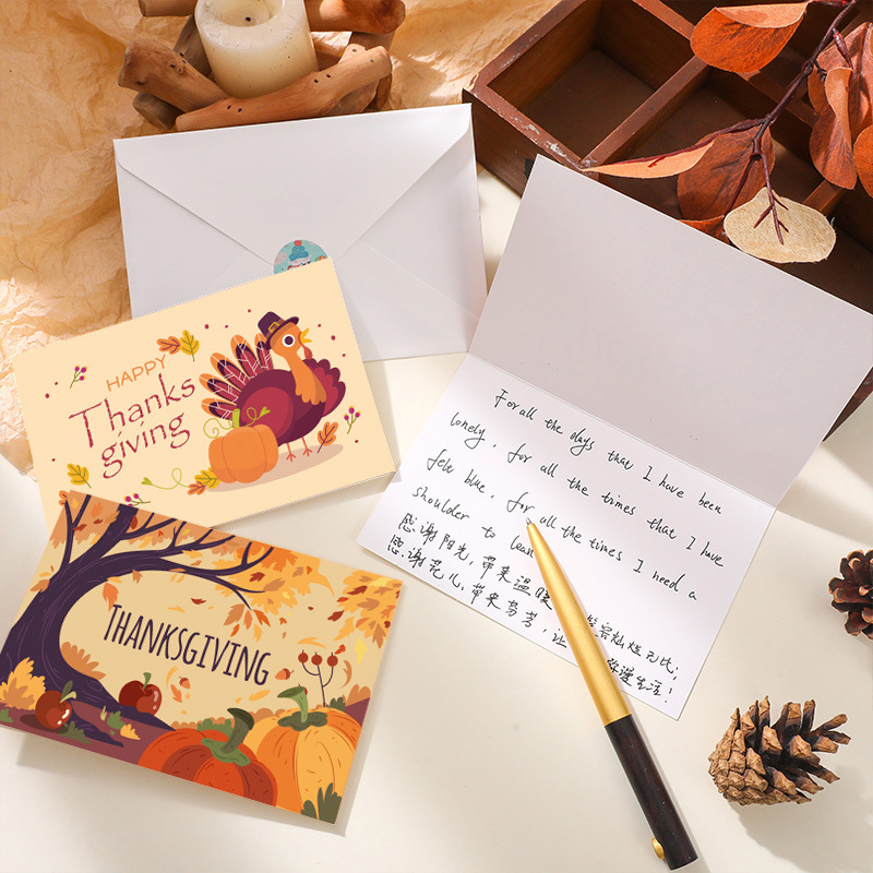 Felicitare de Ziua Recunoștinței, card pliabil cu mesaje de binecuvântare
