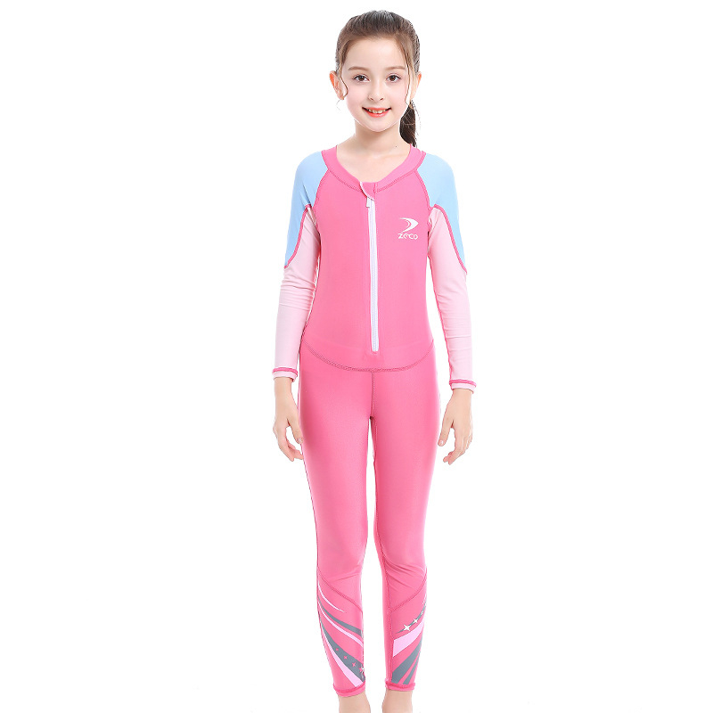 Costum de baie întreg pentru copii, protecție UV, mâneci lungi, uscare rapidă