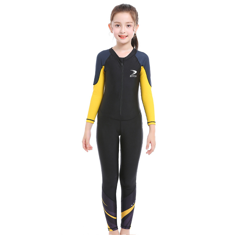 Costum de baie întreg pentru copii, protecție UV, mâneci lungi, uscare rapidă
