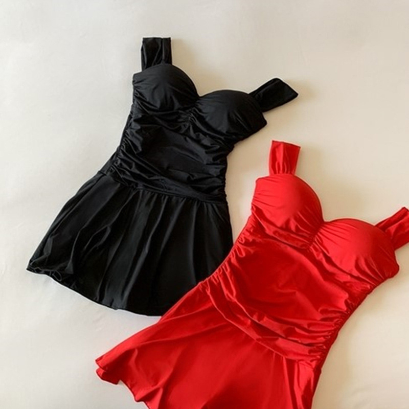 Costum de baie întreg pentru femei, 2024 — stil nou, design conservator cu fustă, acoperă burta, sexy, inspirat de Coreea pentru spa.