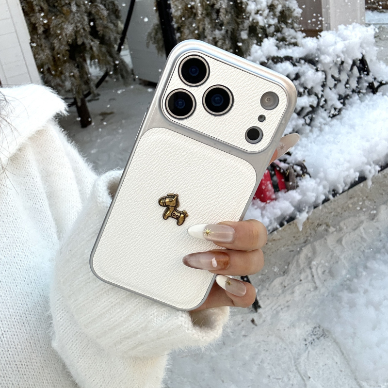 Husă roșie din piele artificială cu temă ponei pentru iPhone 17 Pro Max, protecție completă, compatibilă cu iPhone 15 și 16