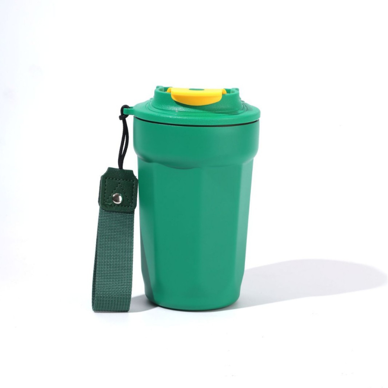 Ceașcă de cafea octagonală din oțel inoxidabil 316, portabilă pentru exterior cu curea, cană izolată promoțională, vânzare en gros