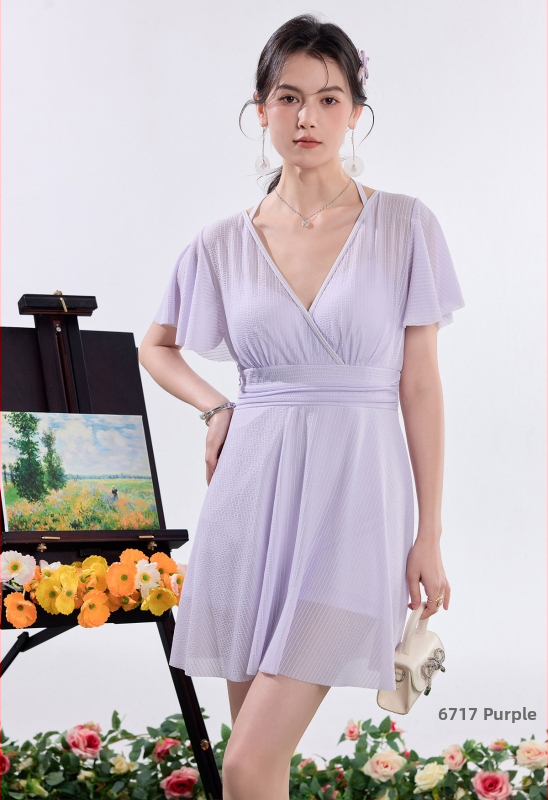 Dámske jednodielne plavky so sukňou Sakura Dance 2026 Plus Size