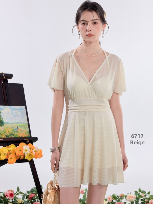 Dámske jednodielne plavky so sukňou Sakura Dance 2026 Plus Size