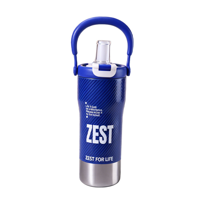 Cană termoizolantă portabilă din oțel inoxidabil pentru mașină, capacitate mare, cu pai pentru băut direct, design atrăgător