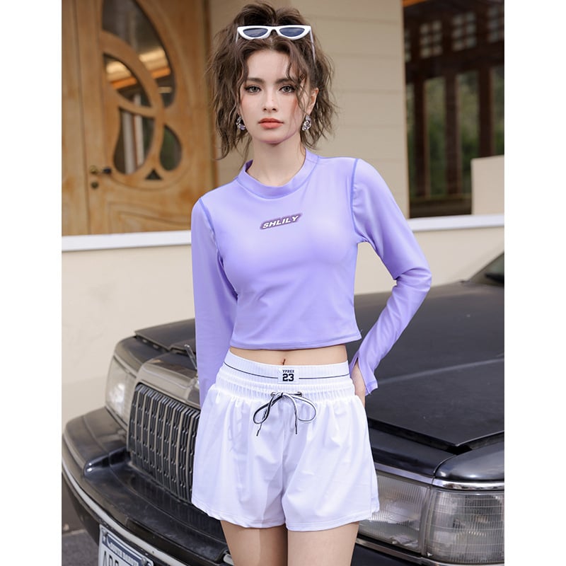 Dopamine Girl costum de baie pentru femei, cu mâneci lungi, două piese, acoperire conservatoare a burții, pentru băi termale