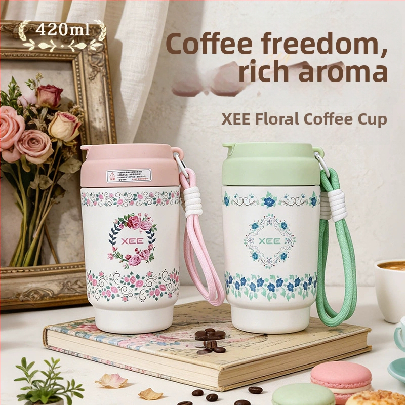 Cana termică elegantă pentru cafea, portabilă pentru femei