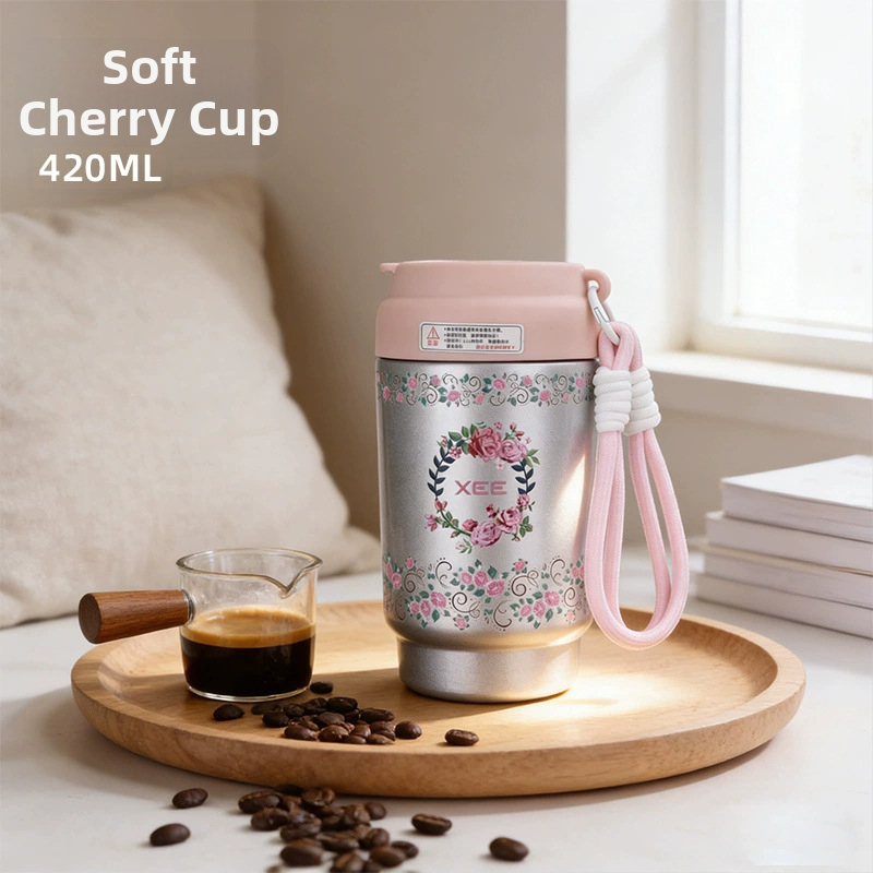 Cana termică elegantă pentru cafea, portabilă pentru femei