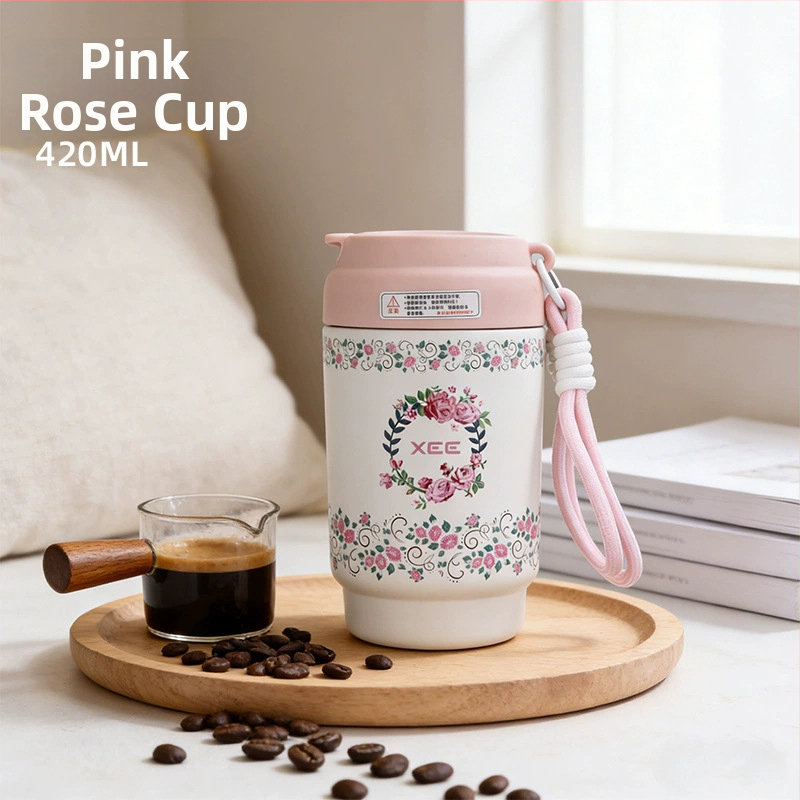 Cana termică elegantă pentru cafea, portabilă pentru femei