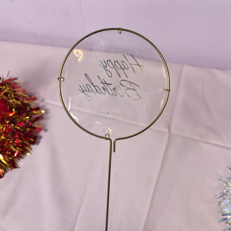 Topper pentru tort din hârtie de orez albă în formă de fluture, minge irizantă, decor din fier pentru zi de naștere