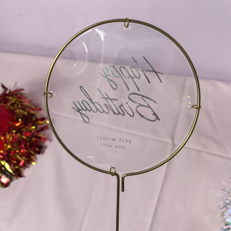 Topper pentru tort din hârtie de orez albă în formă de fluture, minge irizantă, decor din fier pentru zi de naștere