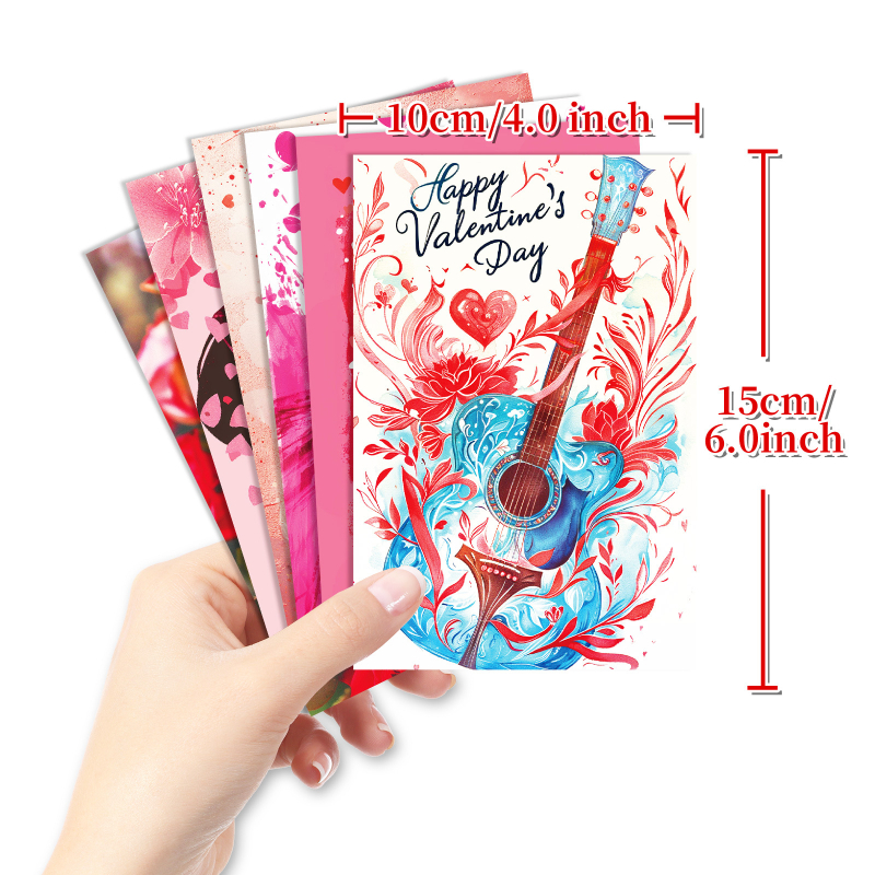 Set de 50 carduri decorative pentru perete cu trandafiri roz pentru Ziua Îndrăgostiților – felicitări de dragoste în formă de inimă