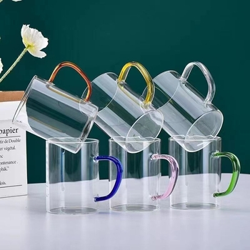 Pahar din sticlă borosilicată cu mâner, capacitate mare, pentru ceai și bere, rezistent la temperaturi înalte, pentru uz casnic