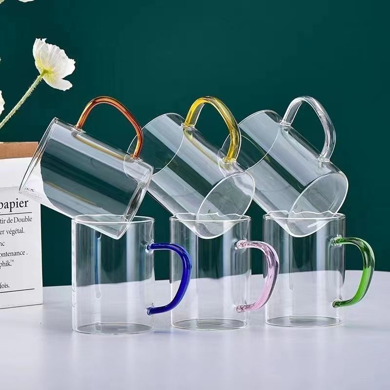 Pahar din sticlă borosilicată cu mâner, capacitate mare, pentru ceai și bere, rezistent la temperaturi înalte, pentru uz casnic