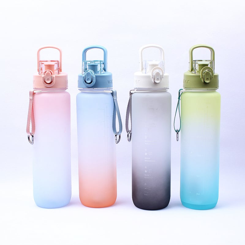 Sticluță de apă din PC, capacitate 1000 ml, design gradient spațial, recipient sport portabil