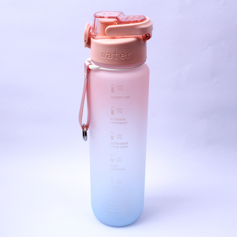 Sticluță de apă din PC, capacitate 1000 ml, design gradient spațial, recipient sport portabil