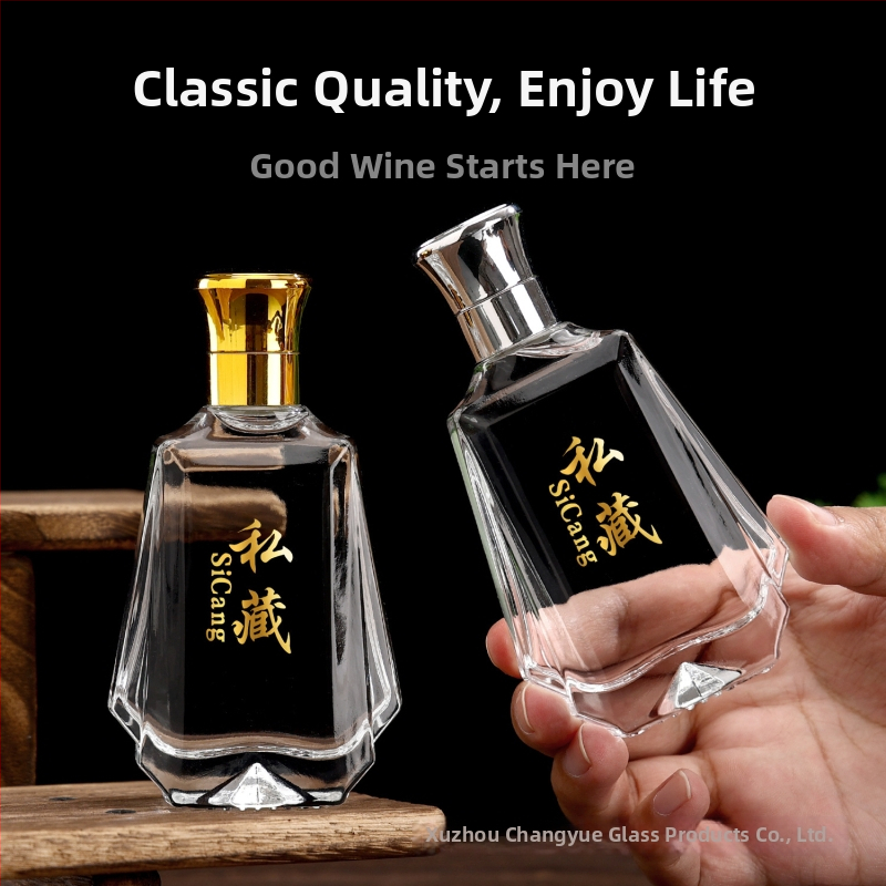 Sticluță de lichior din sticlă transparentă, 100 ml, mini flacon pentru degustare și distilate de casă