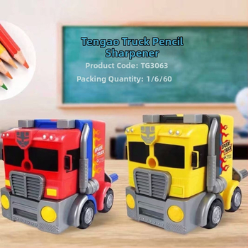 Ascutitor de creioane manual Tengao Truck, cu personajul Optimus Prime — design desen animat pentru copii