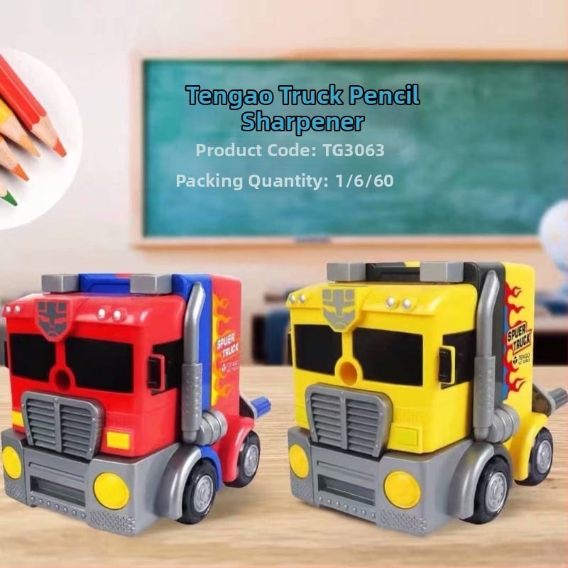 Ascutitor de creioane manual Tengao Truck, cu personajul Optimus Prime — design desen animat pentru copii