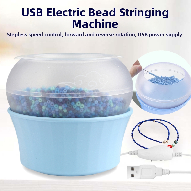 Elektrický USB korálkovací stroj s automatickým navliekaním — nástroj na korálky na ryžové korálky a mäkké hlinené korálky, sada na korálkovanie svojpomocne