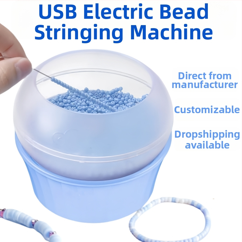 Elektrický USB korálkovací stroj s automatickým navliekaním — nástroj na korálky na ryžové korálky a mäkké hlinené korálky, sada na korálkovanie svojpomocne