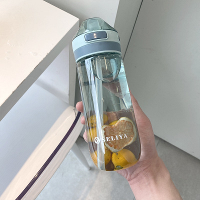 Seliya cană de apă pentru adulți și femei însărcinate, design simplu pentru exterior, pai cu șnur, plastic rezistent la temperaturi înalte, capac etanș