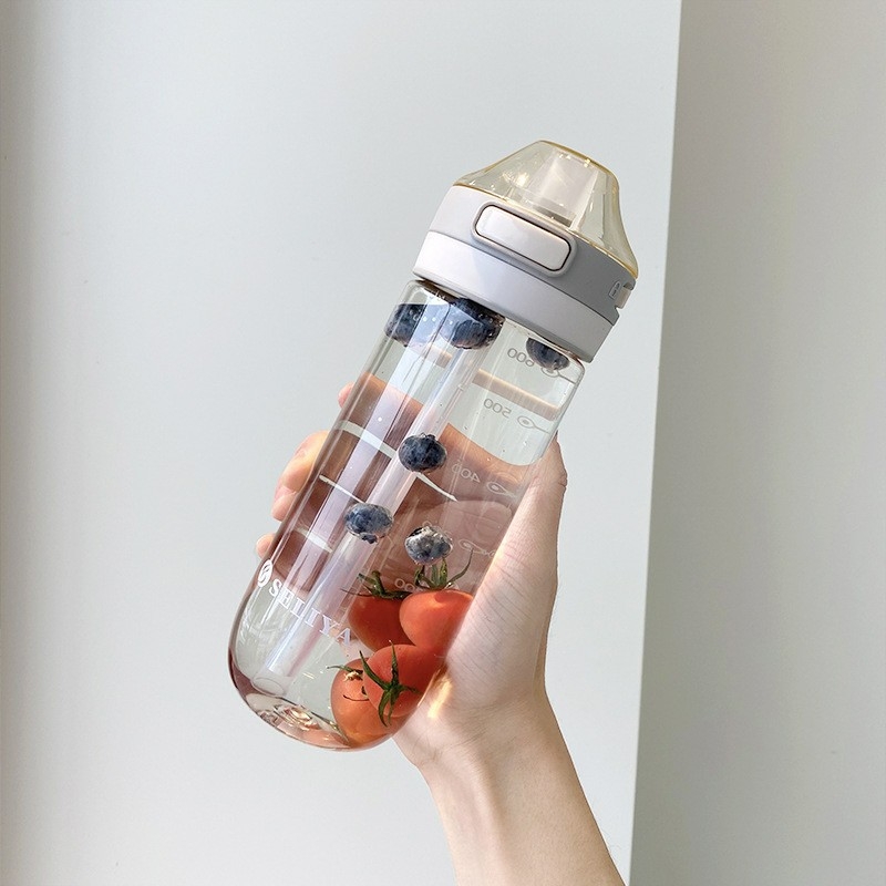 Seliya cană de apă pentru adulți și femei însărcinate, design simplu pentru exterior, pai cu șnur, plastic rezistent la temperaturi înalte, capac etanș