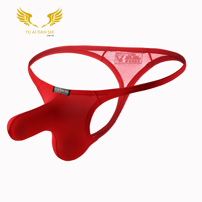 Slip bărbătesc din plasă respirabil, talie joasă, Ice Silk, design elephant nose, tanga