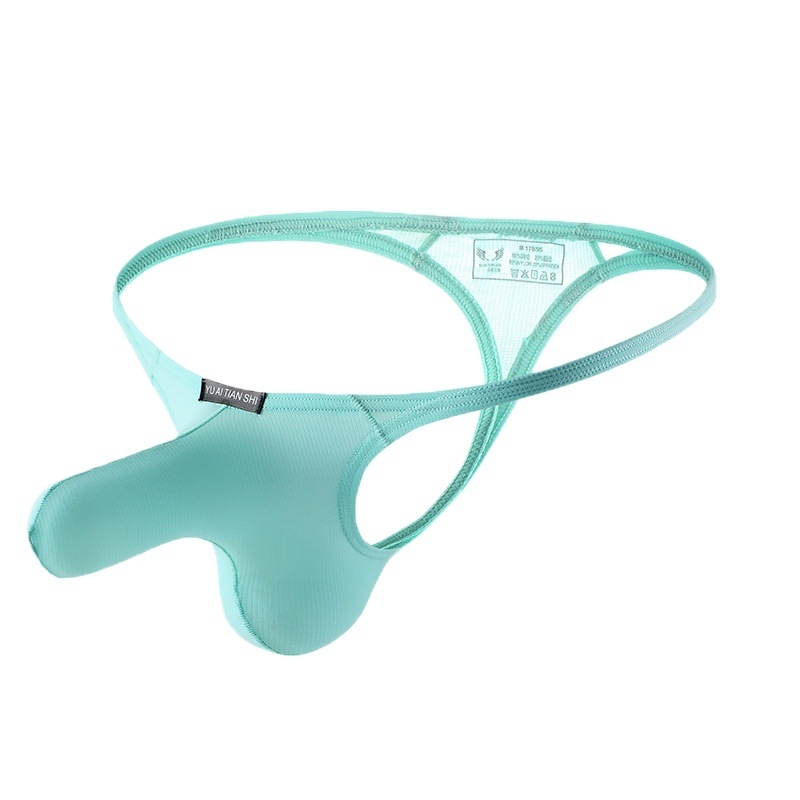 Slip bărbătesc din plasă respirabil, talie joasă, Ice Silk, design elephant nose, tanga
