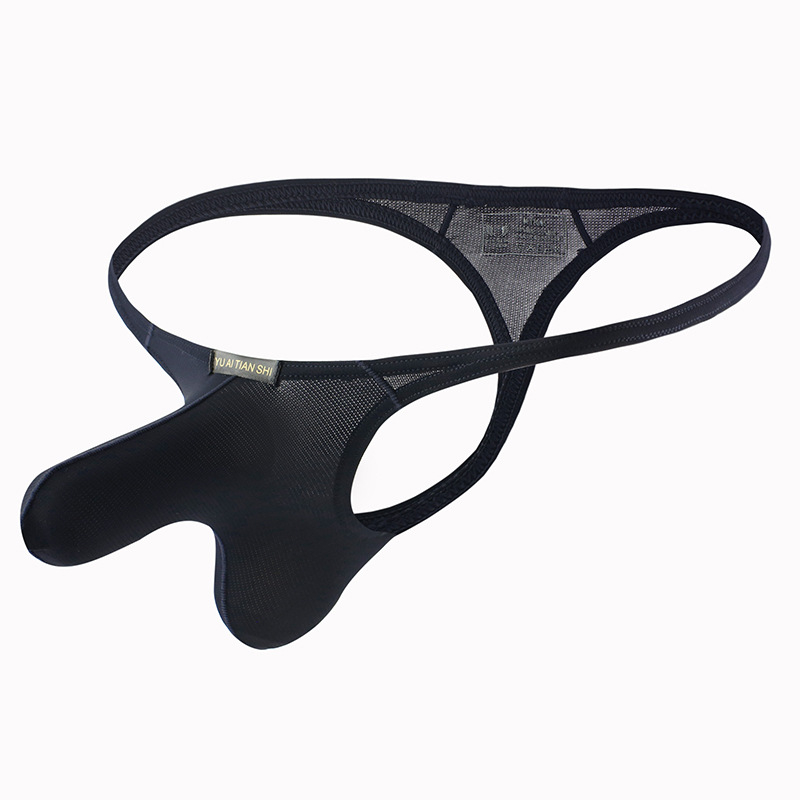 Slip bărbătesc din plasă respirabil, talie joasă, Ice Silk, design elephant nose, tanga