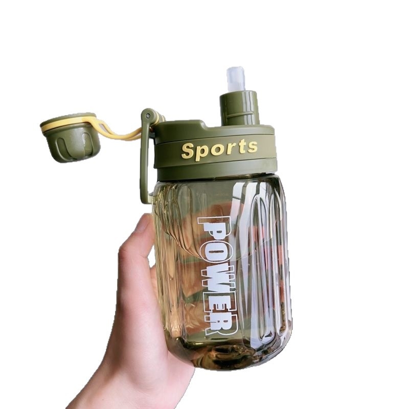 Sticlă de apă pentru sport, capacitate mare, cu pai, portabilă, rezistentă la cădere, pentru vară