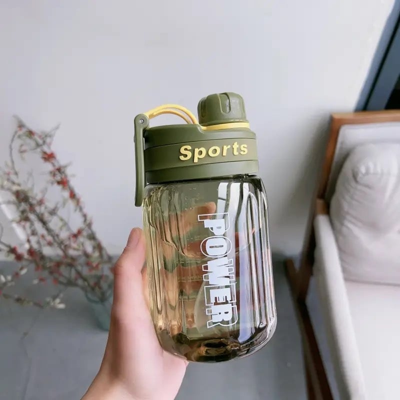 Sticlă de apă pentru sport, capacitate mare, cu pai, portabilă, rezistentă la cădere, pentru vară