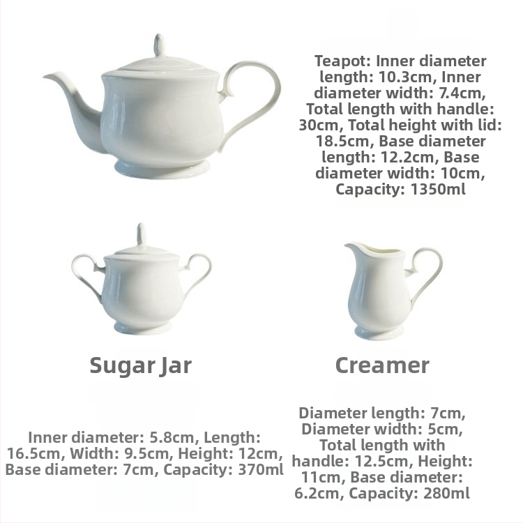 Kerámia kávészett: brit délutáni teáskanna, latte art pohár, tejkiöntő és cukortartó, európai stílusú kávés készlet