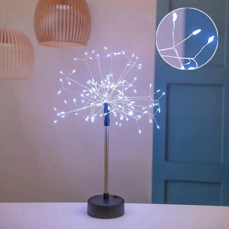 Lampă de birou din sârmă de cupru, în formă de stea cu artificii și păpădie, 29 cm, USB, 3000K, IP55, decor creativ, cadou de ziua cea mai bună prietenă, decor de Crăciun