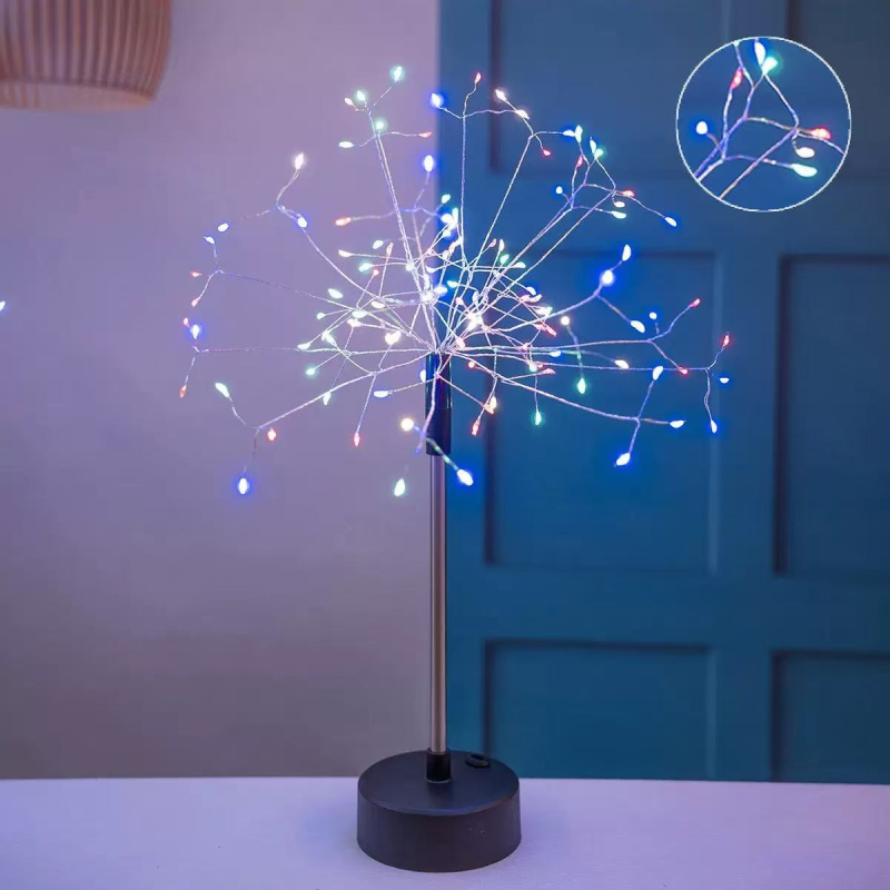 Lampă de birou din sârmă de cupru, în formă de stea cu artificii și păpădie, 29 cm, USB, 3000K, IP55, decor creativ, cadou de ziua cea mai bună prietenă, decor de Crăciun