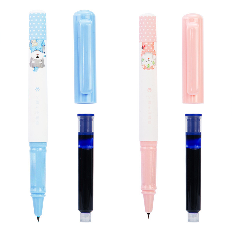 Set stilou Deli A921 — design minimalist, sistem de înlocuire a cartușului, priză ergonomic, papetărie cu desene animate