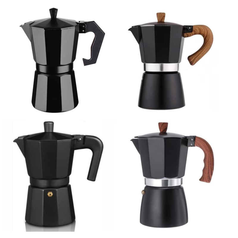 Cafetieră moka din aluminiu octagonală, pentru 3-6 cești, stil italian, design european rafinat
