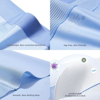 Boxeri de bărbați din Ice Silk cu plasă respirabilă, antibacterieni, uscare rapidă