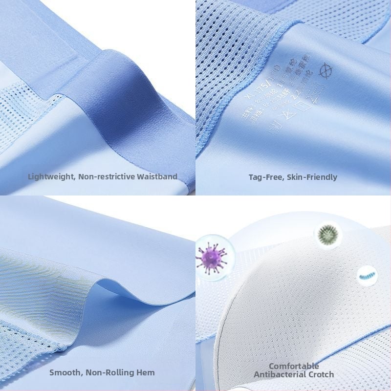 Boxeri de bărbați din Ice Silk cu plasă respirabilă, antibacterieni, uscare rapidă