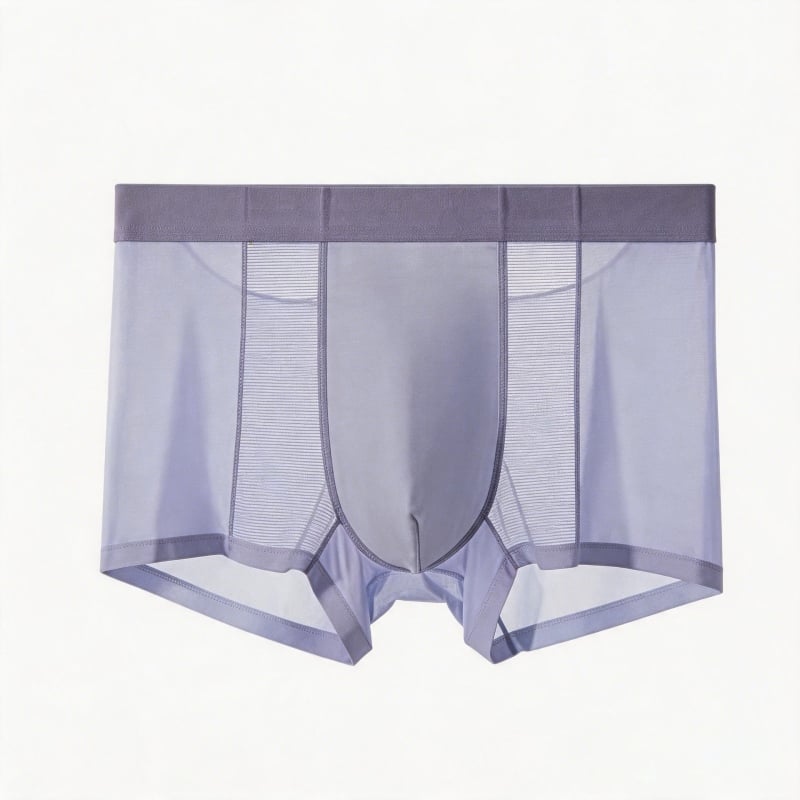 Boxeri de bărbați din Ice Silk cu plasă respirabilă, antibacterieni, uscare rapidă