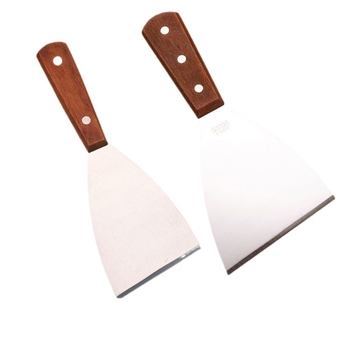 Set de spatule pentru grătar din oțel inox, mâner din lemn; spatulă tiramisu; spatulă/cuțit pentru tort; spatulă unghiulară pentru demouldare