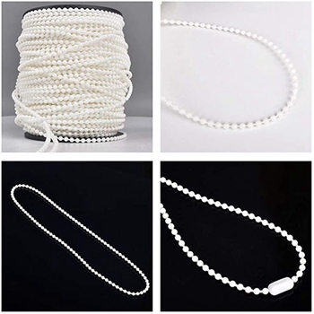 Zipper cu mărgele POM pentru perdele verticale, 10m/20m, dimensiune 4,5×6, alb, accesorii pentru perdele