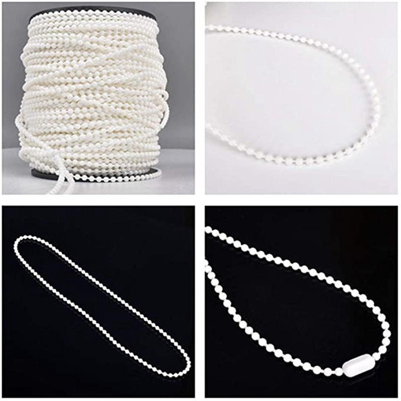 Zipper cu mărgele POM pentru perdele verticale, 10m/20m, dimensiune 4,5×6, alb, accesorii pentru perdele