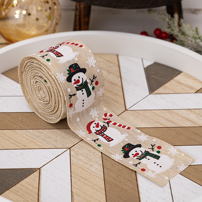 Panglică de Crăciun țesută cu omul de zăpadă, în stil nordic, pentru decorarea bradului și împachetarea cadourilor