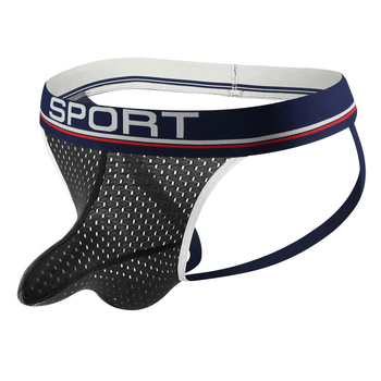Slip tanga din plasă pentru bărbați, talie joasă, uscare rapidă, respirabil, buzunar de susținere, nylon