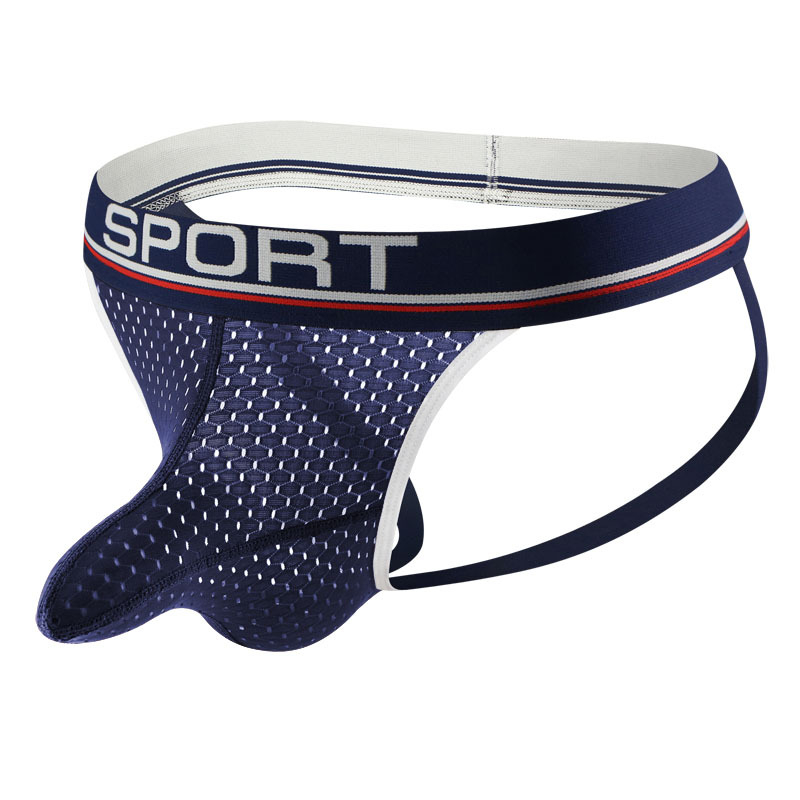 Slip tanga din plasă pentru bărbați, talie joasă, uscare rapidă, respirabil, buzunar de susținere, nylon