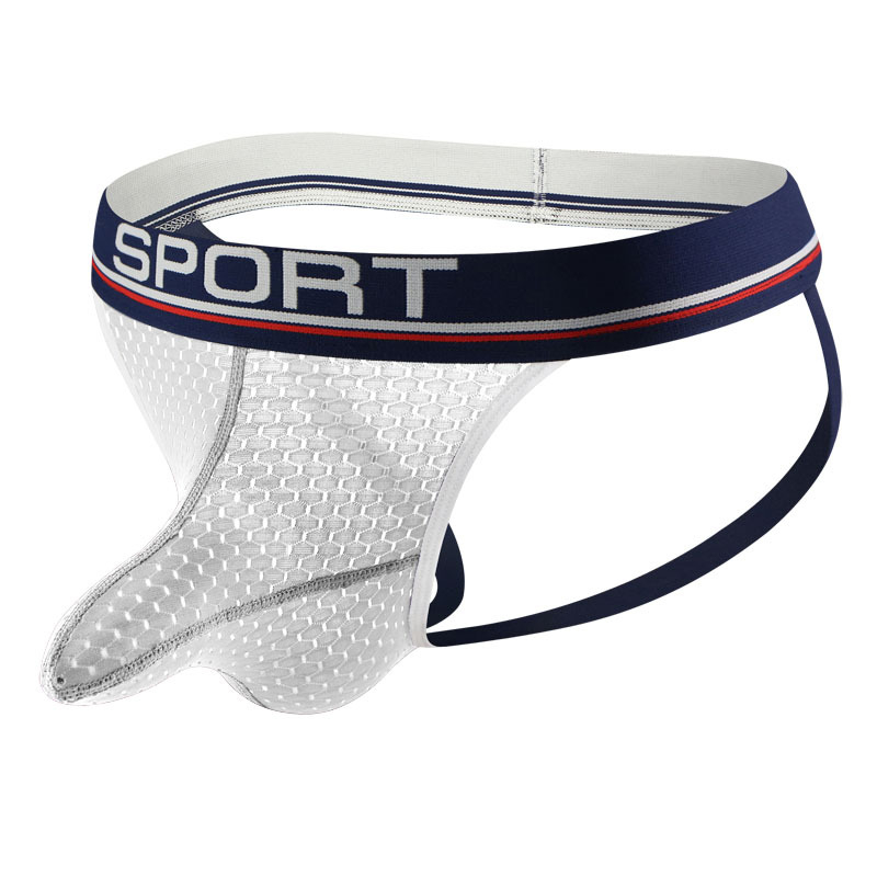 Slip tanga din plasă pentru bărbați, talie joasă, uscare rapidă, respirabil, buzunar de susținere, nylon