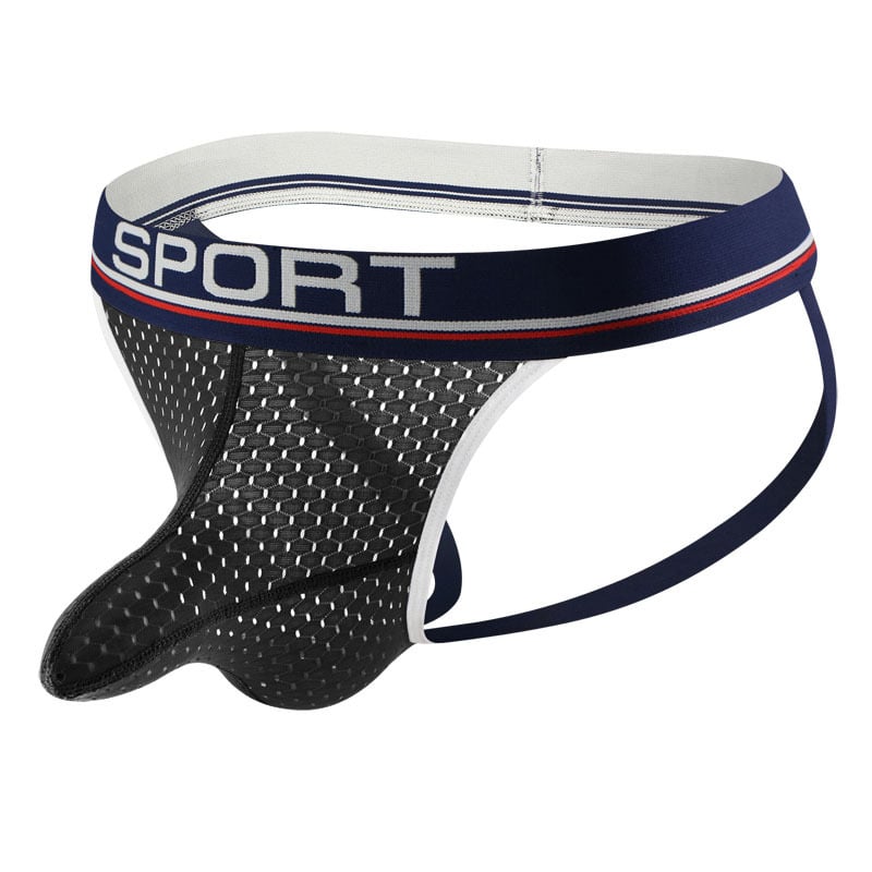 Slip tanga din plasă pentru bărbați, talie joasă, uscare rapidă, respirabil, buzunar de susținere, nylon