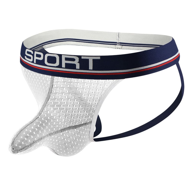 Slip tanga din plasă pentru bărbați, talie joasă, uscare rapidă, respirabil, buzunar de susținere, nylon